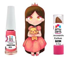 Kit Esmalte a Base de Água + Batom Infantil Amusant Princesinha Esther