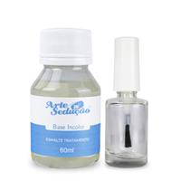 Kit Esmalte Base Incolor 60ml Frasco Para Esmalte 10ml Arte Sedução Manicure Nail Designer Unhas Naturais Unhas Decoradas
