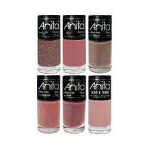 Kit Esmalte Coleção Anita Tons De Nude Para Unhas E Manicure