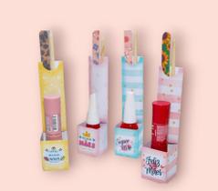 Kit esmalte com caixa decorativa cores variadas 4 unidades