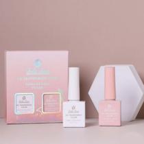 Kit Esmalte Gel Francesinha Bella Rosa ice transparent Renda Nude 15ml Gel Polish Uv Led