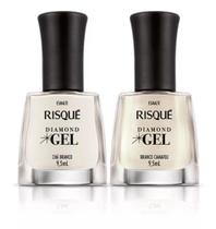 Kit Esmalte Gel Risque Chá Branco + Branco Camafeu+ Top Coat