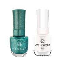 Kit Esmalte Glitter Green Diamond Verde + Base Ana Hickmann