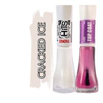 Kit Esmalte Hits Cracked Ice Crackle + Top Coat Efeito Craquelado com Alta Durabilidade