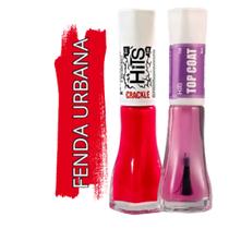 Kit Esmalte Hits Fenda Urbana Crackle + Top Coat Efeito Craquelado com Alta Durabilidade