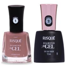 Kit Esmalte Risque Diamond Gel Espumante Rose + Fixador Top Coat Kit Esmalte Risque Diamond Gel Espumante Rose + Fixador Top Coat