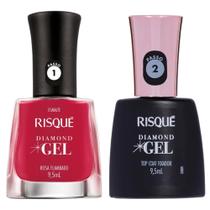 Kit Esmalte Risque Diamond Gel Rosa Flambado + Fixador Top Coat Kit Esmalte Risque Diamond Gel Rosa Flambado + Fixador Top Coat