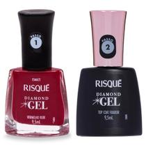 Kit Esmalte Risque Diamond Gel Vermelho Rubi + Fixador Top Coat Kit Esmalte Risque Diamond Gel Vermelho Rubi + Fixador Top Coat