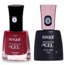 Kit Esmalte Risque Diamond Gel Vinho Bordo + Fixador Top Coat Kit Esmalte Risque Diamond Gel Vinho Bordo + Fixador Top Coat