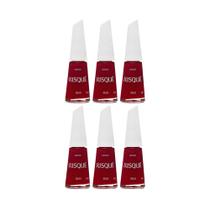 Kit Esmalte Risqué Vermelho Cremoso Beijo 8ml - 6 unidades