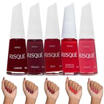 Kit Esmaltes Cremosos Vermelhos e Rosa Risqué Kit Esmaltes Cremosos Vermelhos e Rosa Risqué