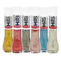 Kit Esmaltes Hits Glitter forte perolado Premium 6 cores