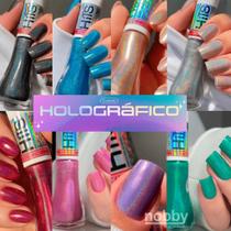 Kit Esmaltes Holográfico Premium Hits 8ml com 8 Unidades - Brilho e Efeito para Suas Unhas