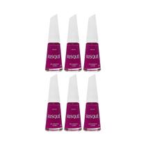 Kit Esmaltes Risqué Rosa Cremoso Léo Mandou Flores 8ml - 6 UN