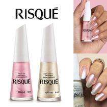 Kit Esmaltes Risqué Tons Brancos Rosas Cintilantes Esmaltes Atacado 8ml