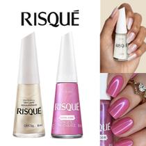 Kit Esmaltes Risqué Tons Brancos Rosas Cintilantes Esmaltes Atacado 8ml