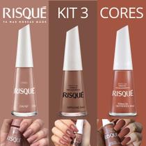Kit Esmaltes Risqué Tons Cores Marrons Cremosos 8ml Kit Esmaltes Risqué Tons Cores Marrons Cremosos 8ml