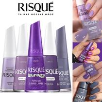 Kit Esmaltes Risqué Tons Cores Roxos Lilás Cremosos Metálicos 8ml