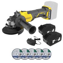 KIT Esmerilhadeira 20V Menegotti MEI21 115mm com 2 Baterias, Carregador e 6 Discos