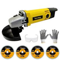 Kit Esmerilhadeira Angular 4.1/2 Titanium+Disco Luva Óculos