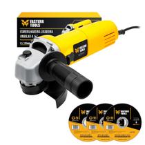 Kit Esmerilhadeira Angular 820w Com 3 Discos de Corte Inox Fasterr Kit Esmerilhadeira Angular 820w Com 3 Discos de Corte Inox Fasterr