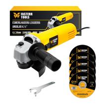 Kit Esmerilhadeira Angular 820w Com 5 Discos de Corte Inox 4.1/2 Fasterr