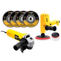 Kit Esmerilhadeira Lixadeira Angular 820W 11000 Rpm e Politriz Lixadeira Multifunções 700W FST045 Fasterr