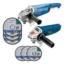Kit Esmerilhadeiras Bosch Gws 2200-180 + Gws850 Com 6 Discos Azul 127v Kit Esmerilhadeiras Bosch Gws 2200-180 + Gws850 Com 6 Discos Azul 127v