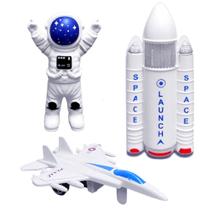 Kit Espacial 3 em 1 Boneco Astronauta com 2 Naves Infantil