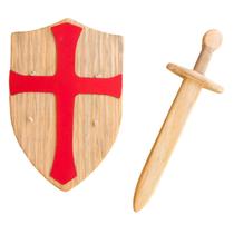 Kit espada e escudo de madeira medieval brinquedo waldorf