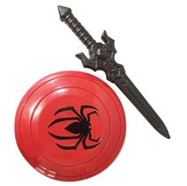 Kit Espada + Escudo Super Herói Teia Vermelho