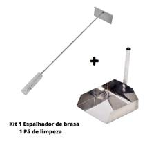 Kit Espalhador De Brasa Inox Pá de Limpeza de Churrasqueira em Inox Qualidade Premium