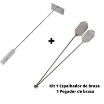 Kit Espalhador de Brasa Pegador de Carvão Inox Issi Grill Qualidade Premium