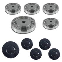 Kit Espalhador Tampinhas e Queimador Fogão 5 Bocas Fischer