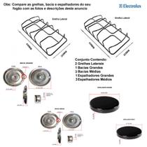 Kit espalhadores + bacias + grelhas p/ fogões electrolux 4 bc 52 sg