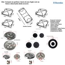 Kit espalhadores + bacias + grelhas p/ fogões tripla chama electrolux 5 bocas 76 srb