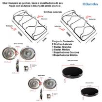 Kit espalhadores + bacias + grelhas para fogões electrolux 4 bc 52 lbu