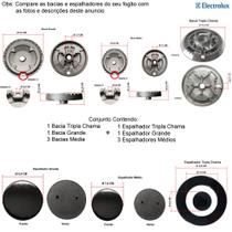 Kit espalhadores + bacias p/ fogões tripla chama electrolux 5 bocas 76 rbs