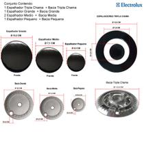 Kit espalhadores + bacias para fogões tripla chama electrolux 5 bocas 76 sp