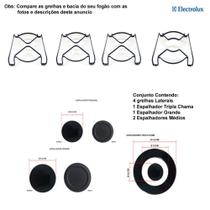 Kit espalhadores + grelhas p/ fogões electrolux tripla chama 4 bocas 56 dtb