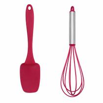 Kit Espátula Batedor Silicone Bolo Confeitaria