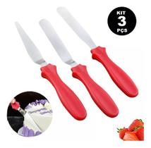 Kit Espátula Confeitaria Alisadores De Bolo Aço Inox 3 Peças