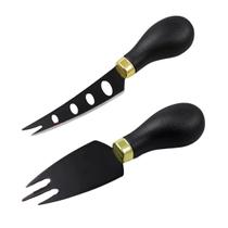 Kit Espatula e Faca p/ Queijo Inox Madeira 2 Peças Presente