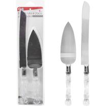 Kit Espátula E Faca Para Bolo E Tortas Com Cabo Em Acrilico. Kit Espátula E Faca Para Bolo E Tortas Com Cabo Em Acrilico.