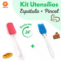 Kit Espátula e Pincel de Silicone c Cabo Plástico Transp 2Pç Kit Espátula e Pincel de Silicone c Cabo Plástico Transp 2Pç