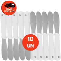 Kit Espátula Manteiga 2 Em 1 Com Serra Serrilhada Em Inox Cabo Branco Patê Geleia Pão Torrada