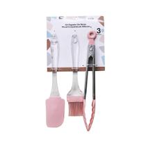 Kit Espátula Pegador Pincel em Silicone 3 Pçs Utensílios