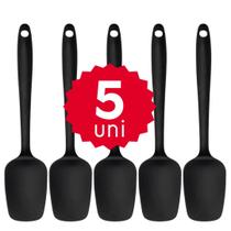 Kit Espátula Reta 21cm Silicone Premium Não Risca Panelas Resistente Cozinhar Refogar