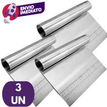 Kit Espátula Reta Cabo Tubular Inox Cozinha Corta Raspa Para Massas Bolos Doces Legumes Kit Espátula Reta Cabo Tubular Inox Cozinha Corta Raspa Para Massas Bolos Doces Legumes