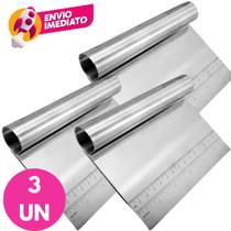 Kit Espátula Reta Inox De Cozinha Corta Raspa Cabo Tubular Para Massas Legumes Chocolate